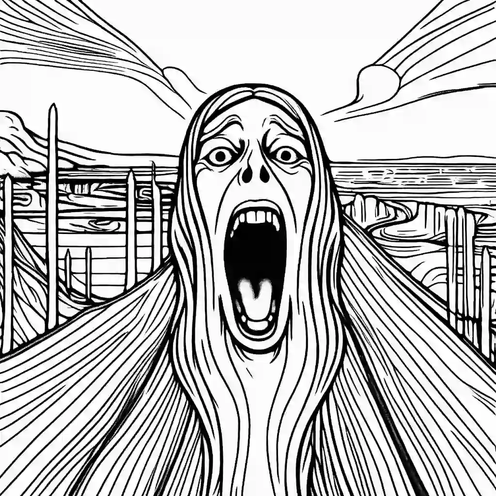 The Scream by Edvard Munch coloring pages